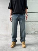 Мужские Широкие Синие Джинсы - Свободные Багги с Грязным Эффектом