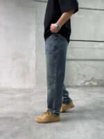 Мужские Широкие Синие Джинсы - Свободные Багги с Грязным Эффектом