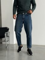 Мужские Свободные Темно-Синие Джинсы Бананы