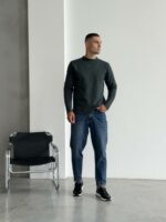 Мужские Свободные Темно-Синие Джинсы Бананы