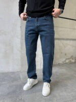 Мужские Темно-Синие Джинсы Свободного Кроя