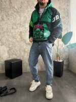 Мужской Утепленный Зеленый Анорак Плащевка с Капюшоном в Принт "Toxic"