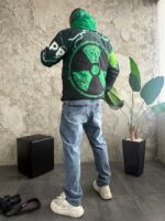 Мужской Утепленный Зеленый Анорак Плащевка с Капюшоном в Принт "Toxic"