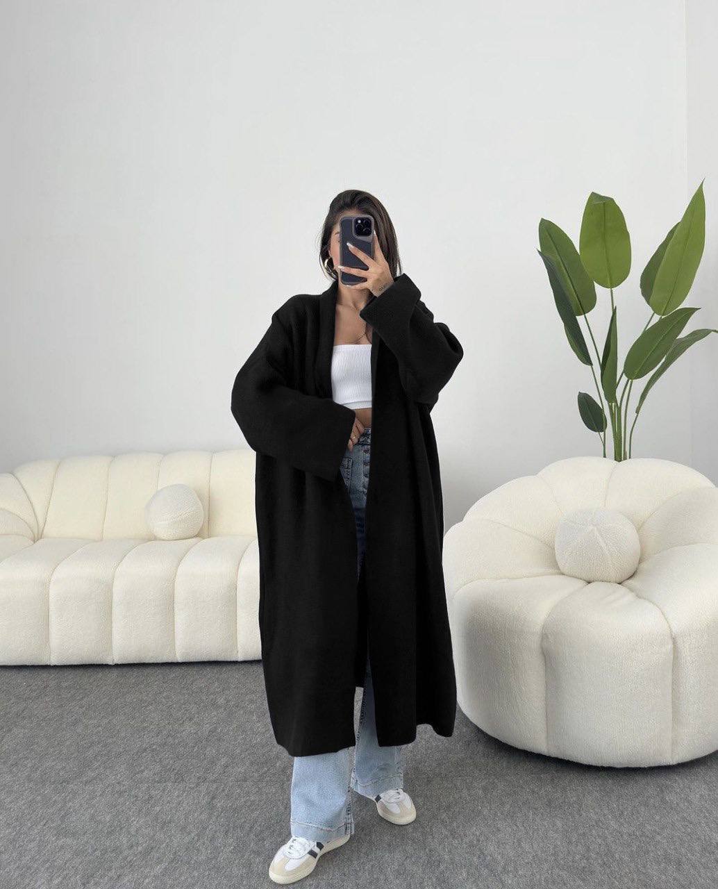 photo_2025-12-29_09-20-01 Женский Удлиненный Черный Кардиган Оверсайз
