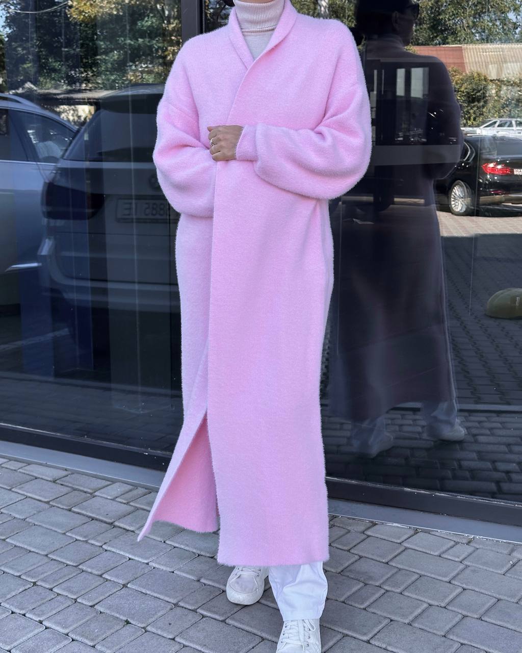 photo_2025-12-29_10-19-02 Женский Удлиненный Свободный Пушистый Розовый Кардиган