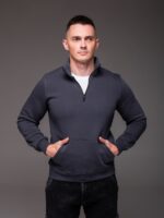 Мужская Базовая Графитовая Кофта под Горло с Коротким Замком - Утепленная на Флисе