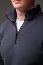 Мужская Базовая Графитовая Кофта под Горло с Коротким Замком - Утепленная на Флисе