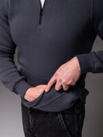 Мужская Базовая Графитовая Кофта под Горло с Коротким Замком - Утепленная на Флисе