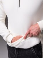 Мужская Базовая Белая Кофта под Горло с Коротким Замком - Утепленная на Флисе