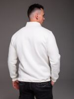 Мужская Базовая Белая Кофта под Горло с Коротким Замком - Утепленная на Флисе