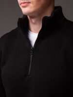 Мужская Базовая Черная Кофта под Горло с Коротким Замком - Утепленная на Флисе