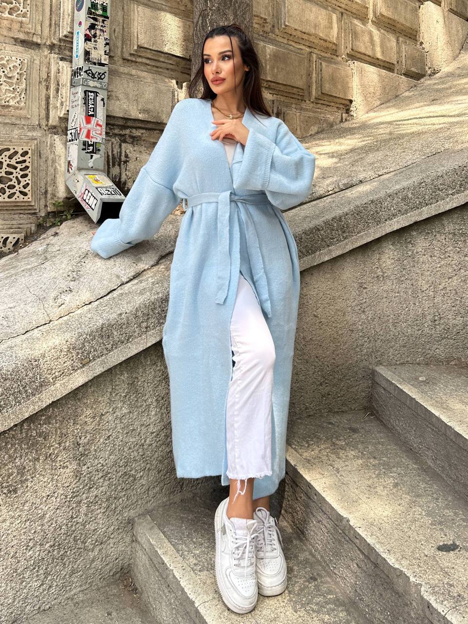 photo_2025-12-30_11-52-08 Женский Длинный Голубой Кардиган Макси Свободного Кроя с Поясом