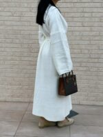 Женский Длинный Молочный Кардиган Макси Свободного Кроя с Поясом