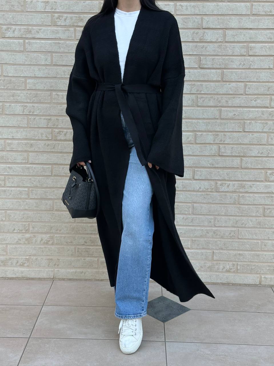 photo_2025-12-30_12-00-29 Женский Длинный Черный Кардиган Макси Свободного Кроя с Поясом