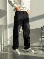Мужские Черные Широкие Джинсовые Штаны Багги