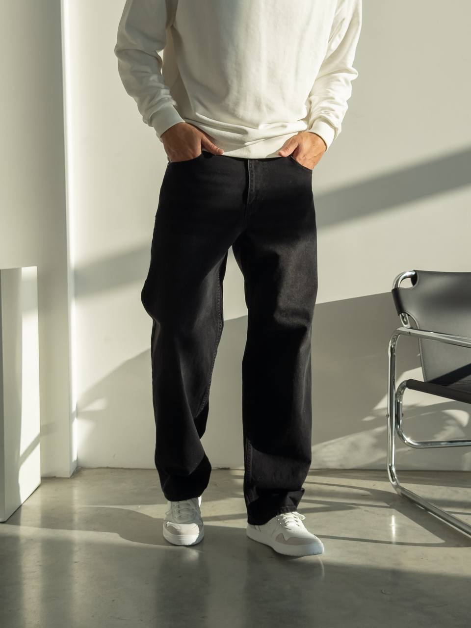 photo_2025-12-30_13-36-03 Мужские Черные Широкие Джинсовые Штаны Багги