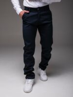 Мужские Классические Темно-Синие Брюки Прямого Кроя