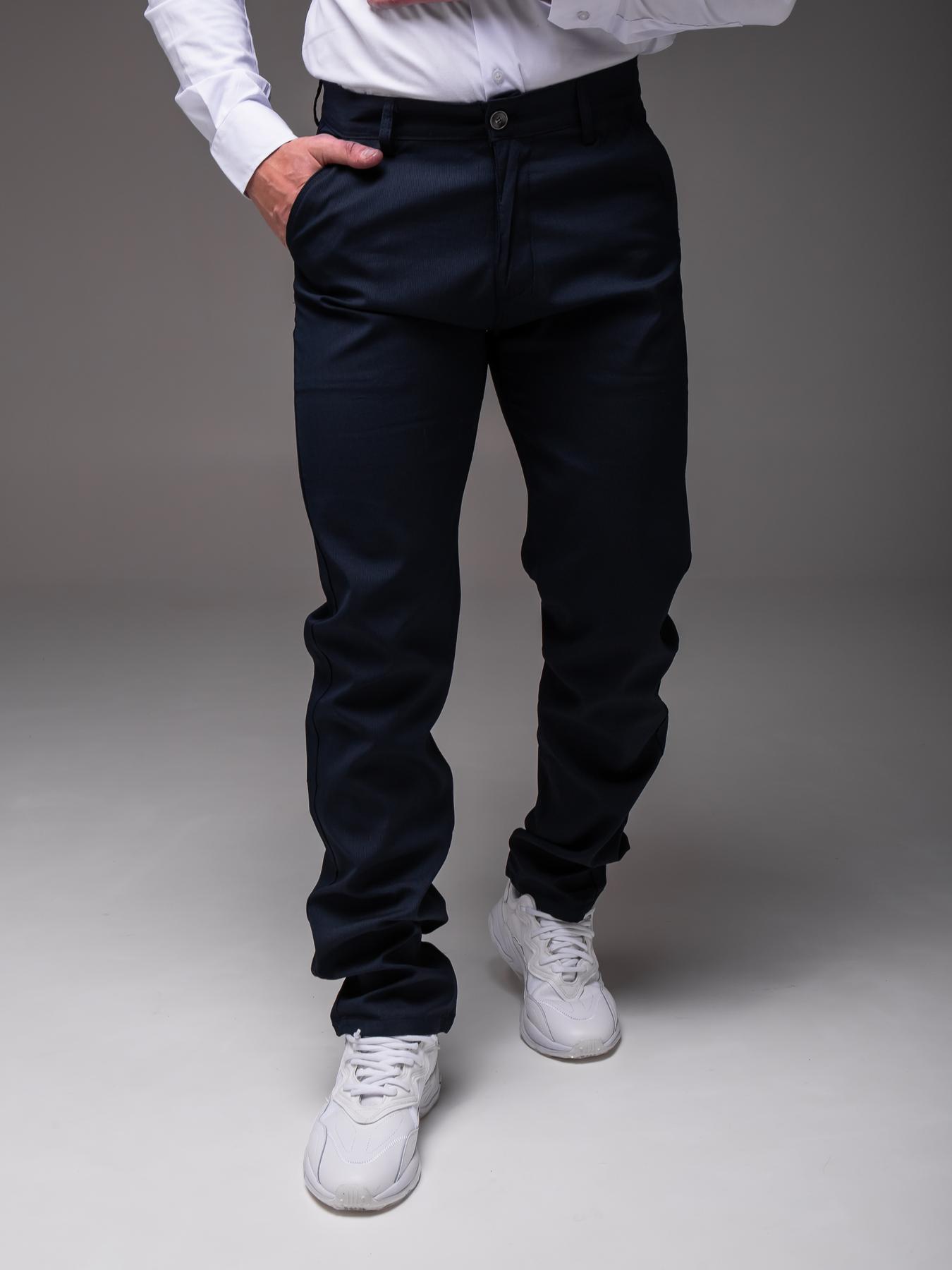 1b9e3964c13a0216d1ed Мужские Классические Темно-Синие Брюки Прямого Кроя