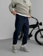 Мужские Широкие Темно-Синие Джинсы Мом Ретро