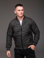 Мужская Демисезонная Темно-Серая Куртка - Стеганый Бомбер на Молнии