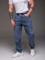 Мужские Утепленные Голубые Джинсы на Флисе