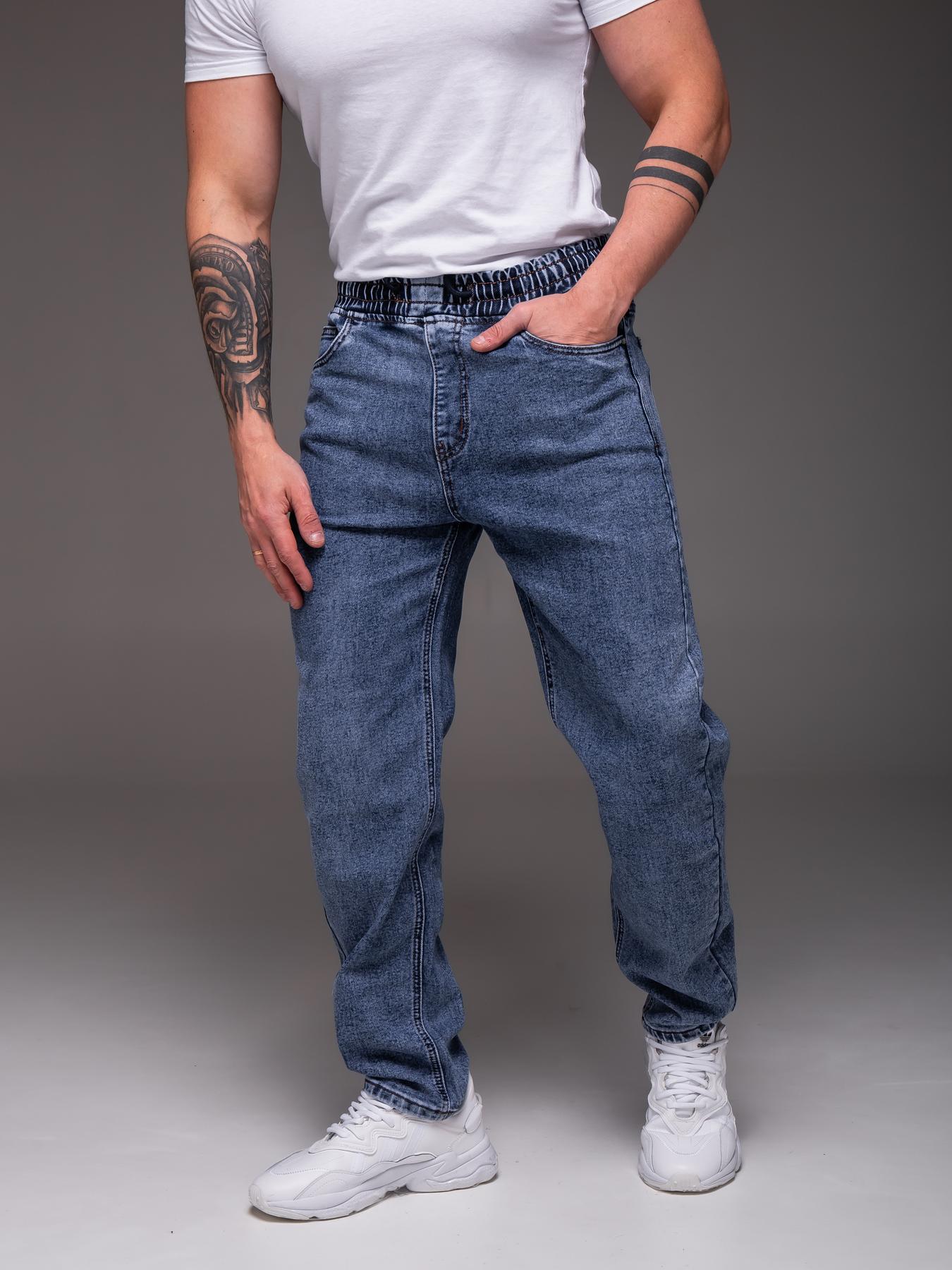 8deafb100ae733d493c6 Мужские Утепленные Голубые Джинсы на Флисе