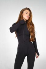 Женский Облегающий Черный Комбинезон - Теплый с Начесом