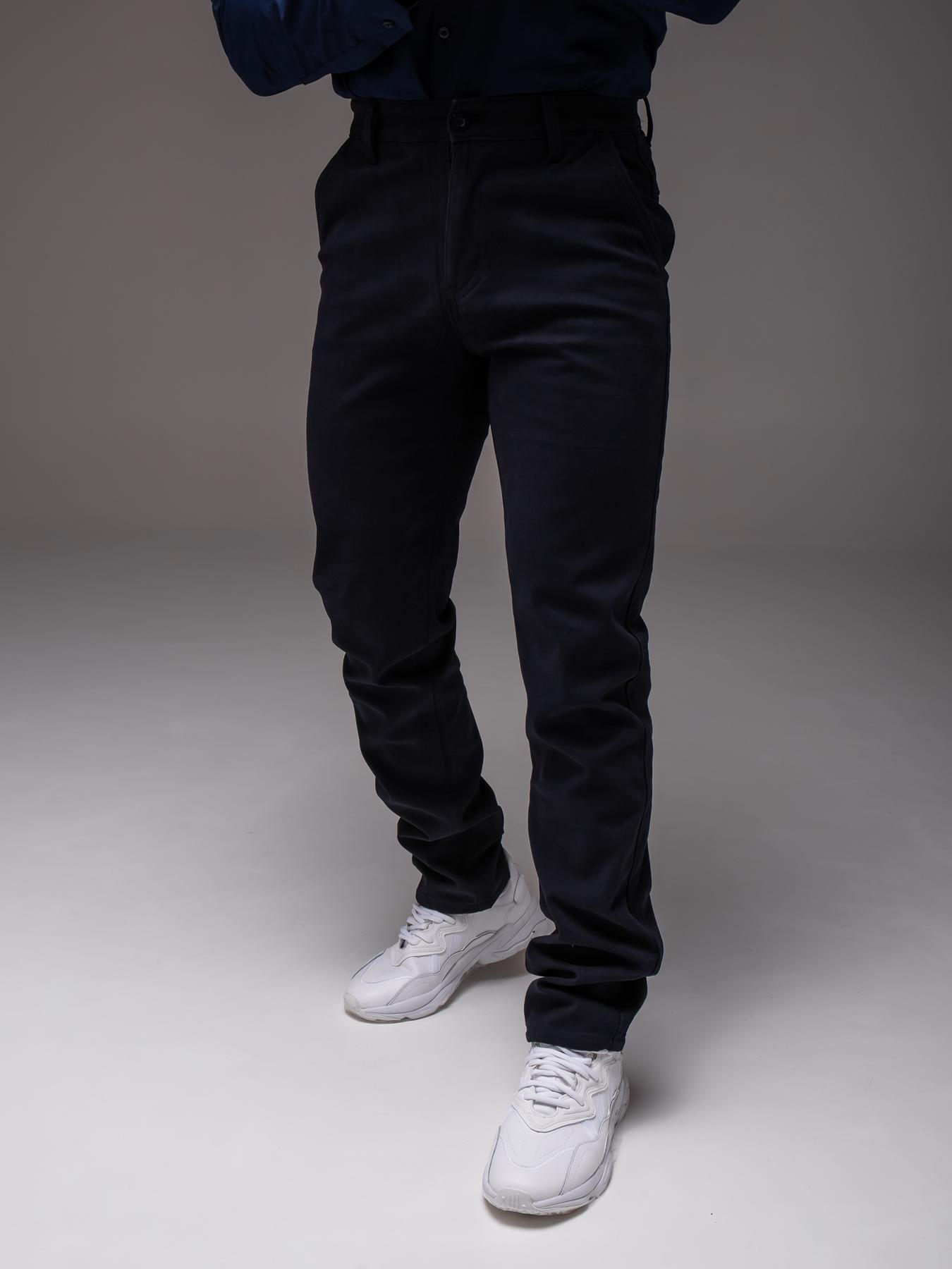 a8b358ac51da7305b25e Мужские Классические Темно-Синие Брюки - Утепленные на Флисе