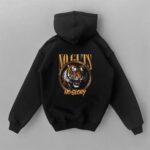 Мужское Черное Худи Оверсайз - Трехнитка c Принтом Тигр на Спине