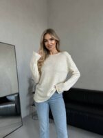 Женский Легкий Базовый Молочный Лонгслив Свободного Кроя