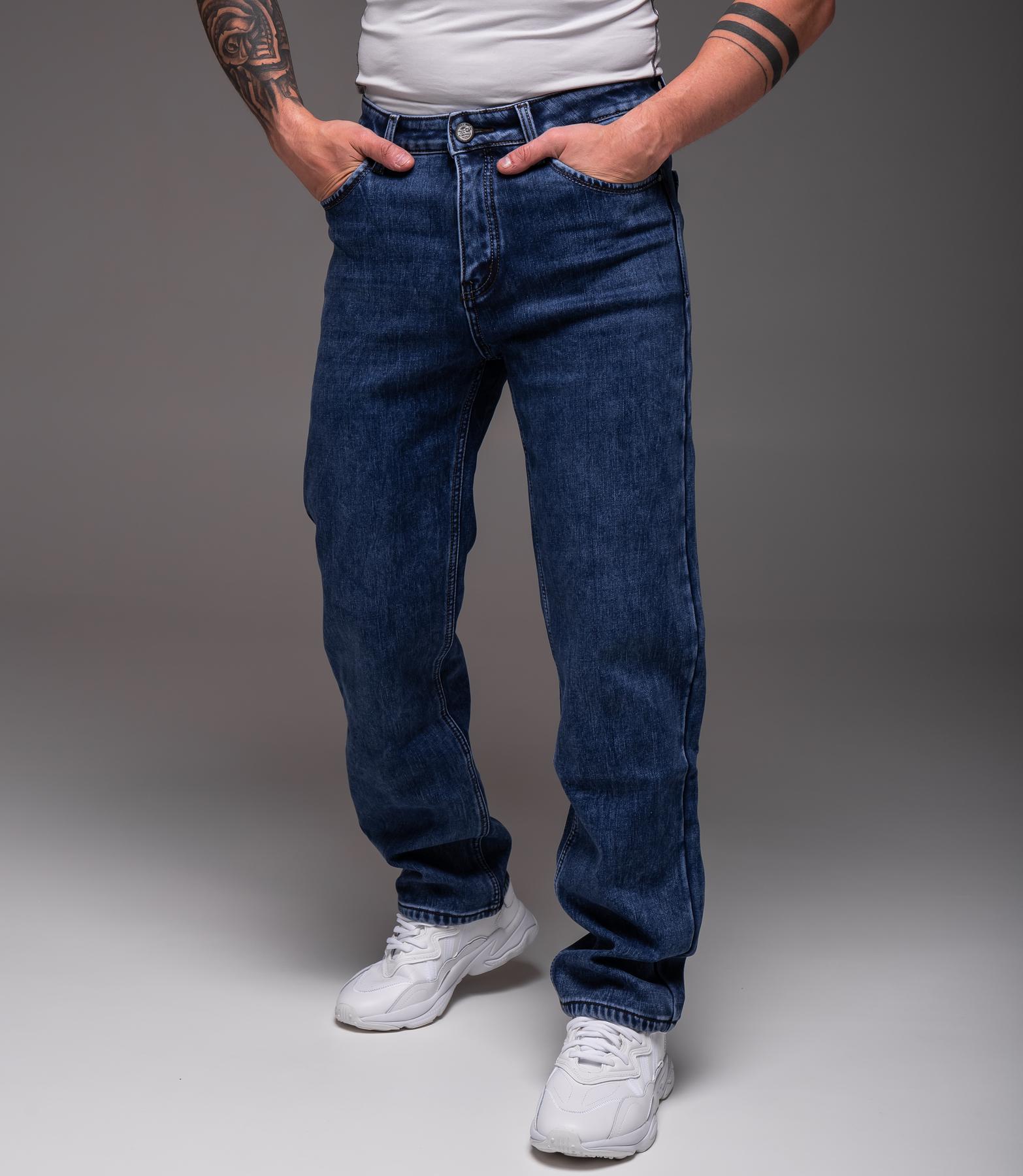 dea5935a33a44445dcac Мужские Утепленные Синие Джинсы на Флисе