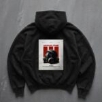 Мужское Черное Худи Оверсайз - Трехнитка c Принтом "Apocalypse" на Спине