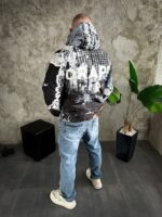 Мужской Принтованный Ченый Анорак Оверсайз Плащевка - Утепленный с Капюшоном