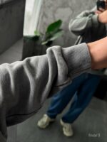 Мужское Темно-Серое Вареное Худи Оверсайз - Утепленное на Флисе