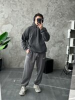 Мужское Графитовое Вареное Худи Оверсайз - Утепленное на Флисе