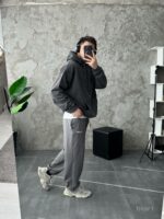 Мужское Графитовое Вареное Худи Оверсайз - Утепленное на Флисе