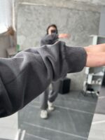 Мужское Графитовое Вареное Худи Оверсайз - Утепленное на Флисе