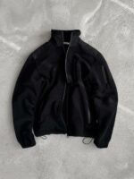 Мужская Теплая Флисовая Черная Кофта на Молнии с Высокой Горловиной