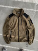 Мужская Теплая Флисовая Кофта Хаки на Молнии с Высокой Горловиной