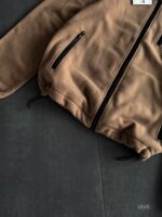 Мужская Теплая Флисовая Бежевая Кофта на Молнии с Высокой Горловиной