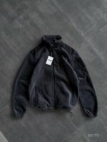 Мужская Теплая Флисовая Синяя Кофта на Молнии с Высокой Горловиной