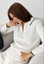 Женская Трикотажная Белая Кофта Поло Косичка с Окантовкой