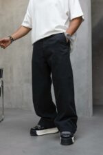 Мужские Черные Джинсы Багги - Широкие Габардиновые
