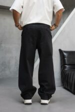 Мужские Черные Джинсы Багги - Широкие Габардиновые