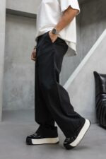 Мужские Черные Джинсы Багги - Широкие Габардиновые