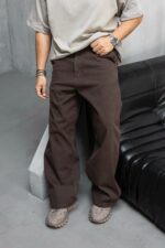 Мужские Коричневые Джинсы Багги - Широкие Габардиновые