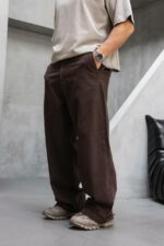 Мужские Коричневые Джинсы Багги - Широкие Габардиновые