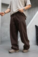 Мужские Коричневые Джинсы Багги - Широкие Габардиновые