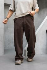 Мужские Коричневые Джинсы Багги - Широкие Габардиновые
