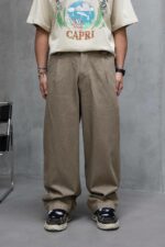 Мужские Бежевые Джинсы Багги - Широкие Габардиновые